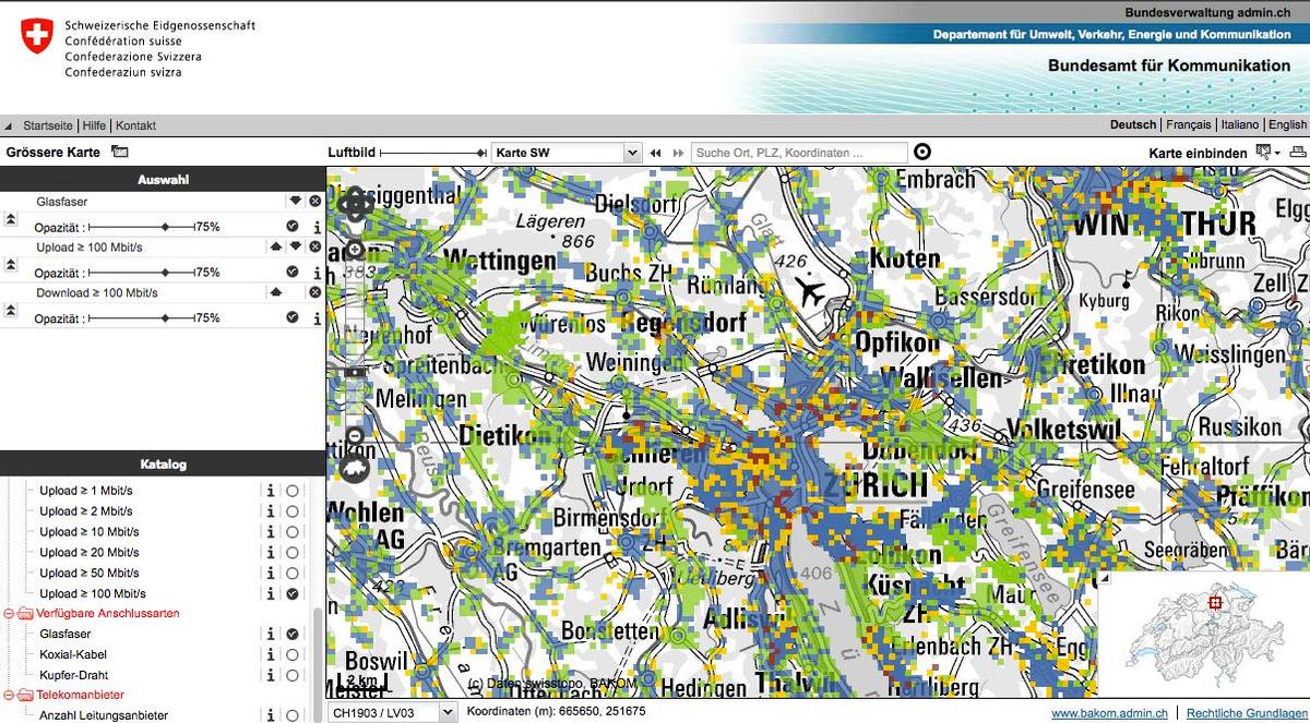 Bakom zeigt Schweizer Datenautobahnen